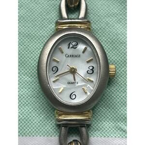 Carriage Two Tone Ladies Mother Pearl Retro Stainless Bracelet Watch